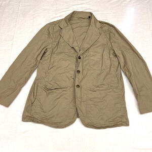 Buck Mason Carry On Blazer Mens XL Khaki Cotton Canvas Three Button Jacket